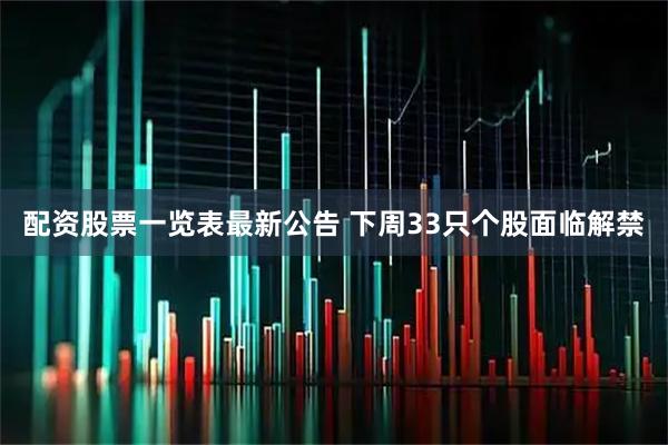 配资股票一览表最新公告 下周33只个股面临解禁